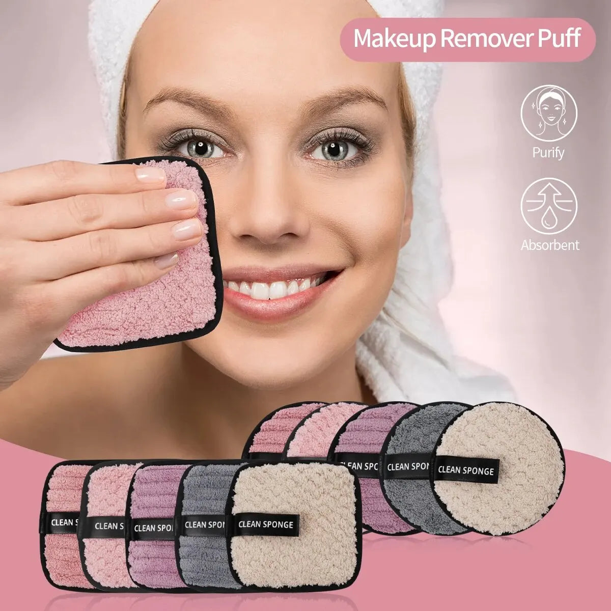 MAANGE 10pcs Makeup Remover Microfiber Cotton Pad