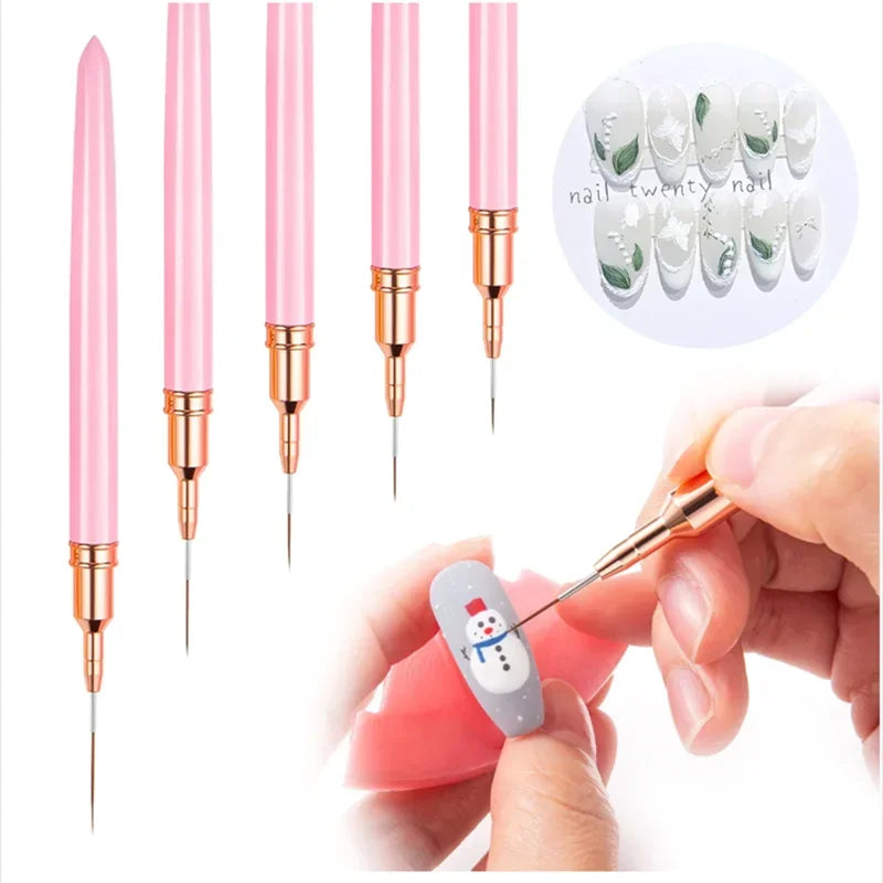 YIKOOLIN 5PCS Professional Nail Art Liner Brushes Set