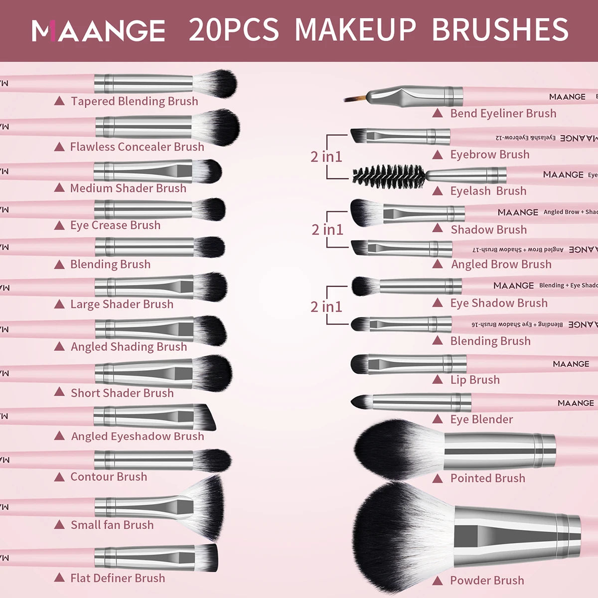 MAANGE 20pcs Professional Makeup Brushes Set