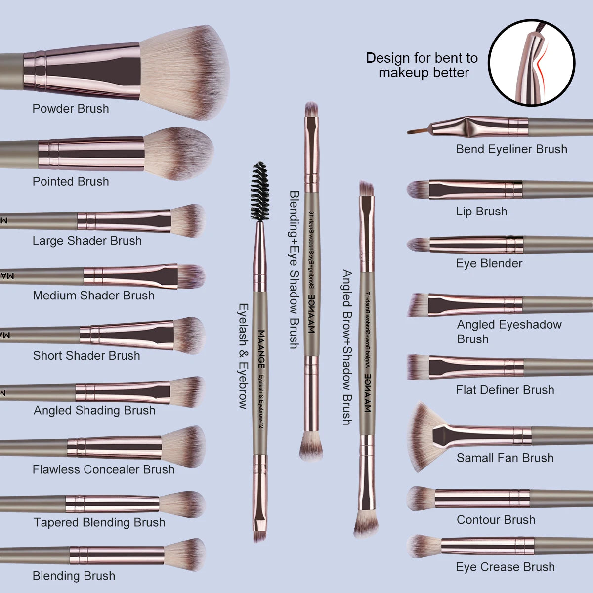 MAANGE 20pcs Professional Makeup Brushes Set