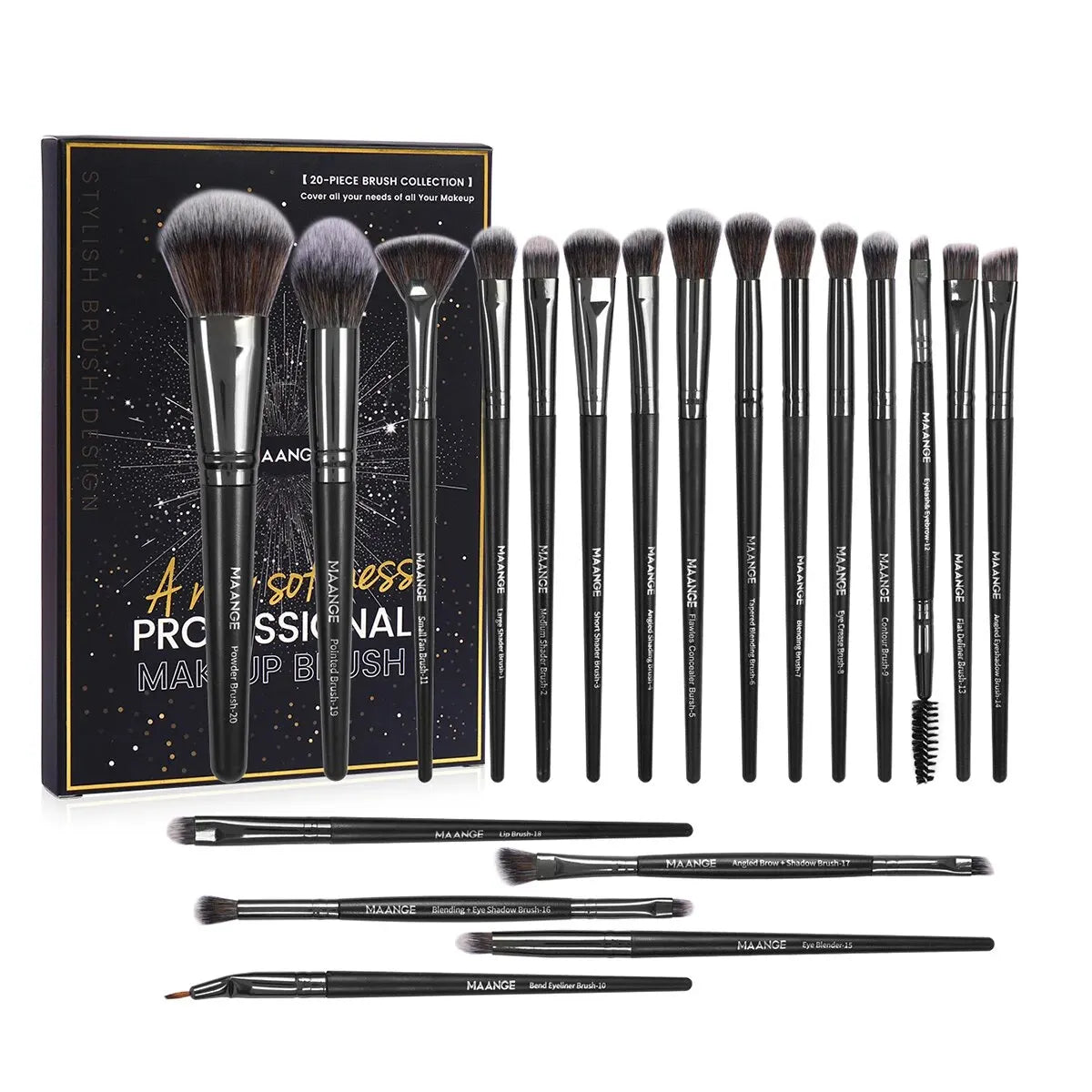 MAANGE 20Pcs Professional Makeup Brushes