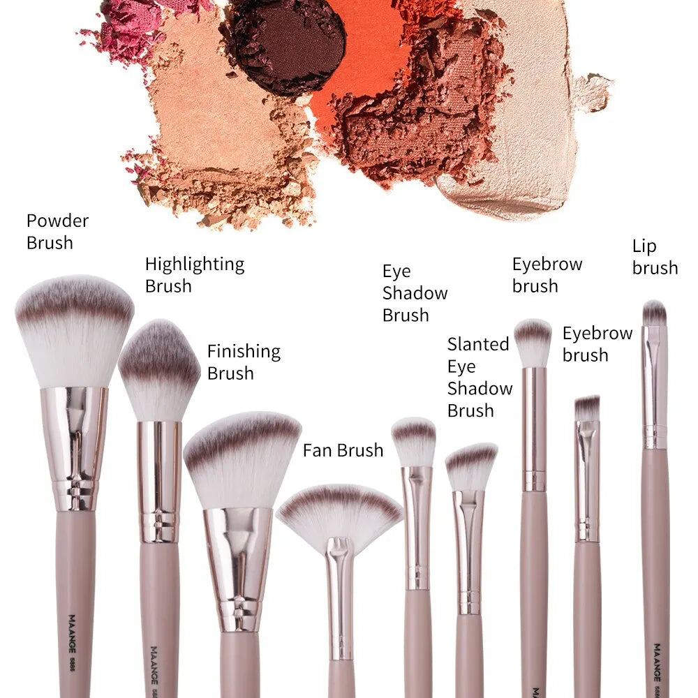 Maange 9Pcs Foundation Makeup Brush Set