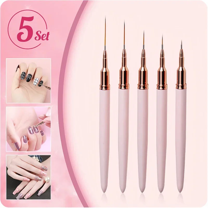 YIKOOLIN 5PCS Professional Nail Art Liner Brushes Set