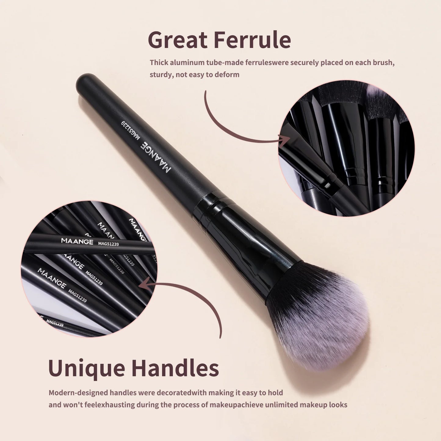 MAANGE 19pcs Makeup Tool Set 18pcs Makeup Brushes + Storage Bottle