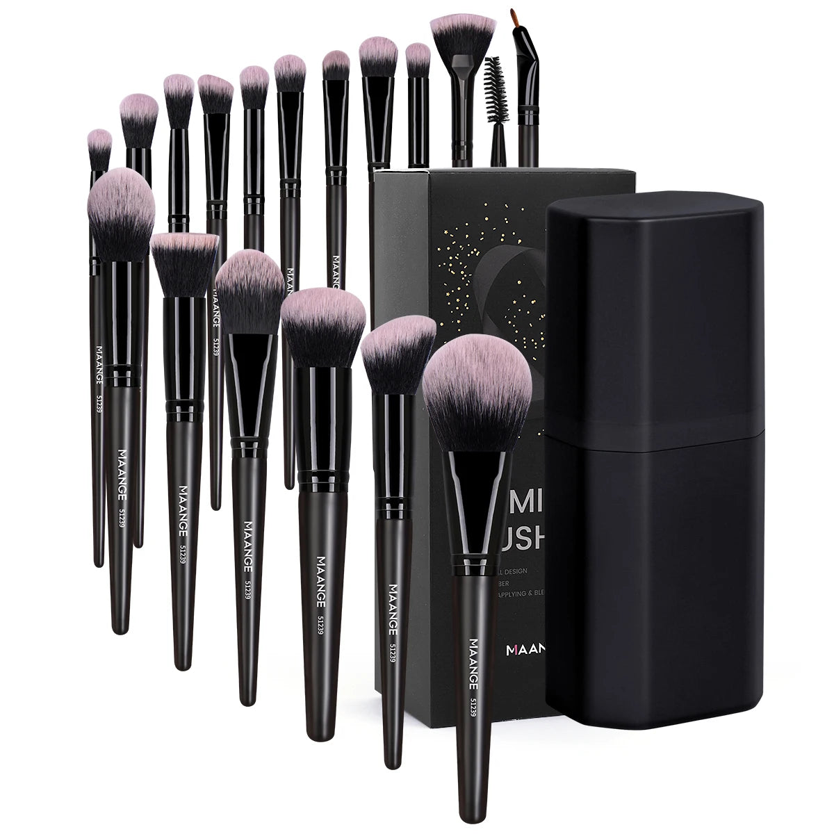 MAANGE 19pcs Makeup Tool Set 18pcs Makeup Brushes + Storage Bottle
