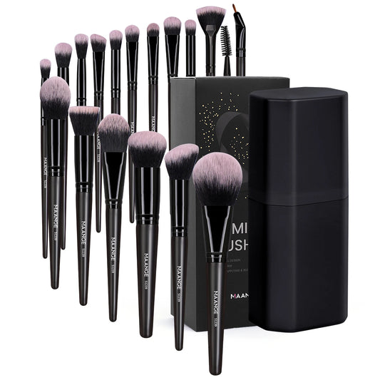 MAANGE 19pcs Makeup Tool Set 18pcs Makeup Brushes + Storage Bottle